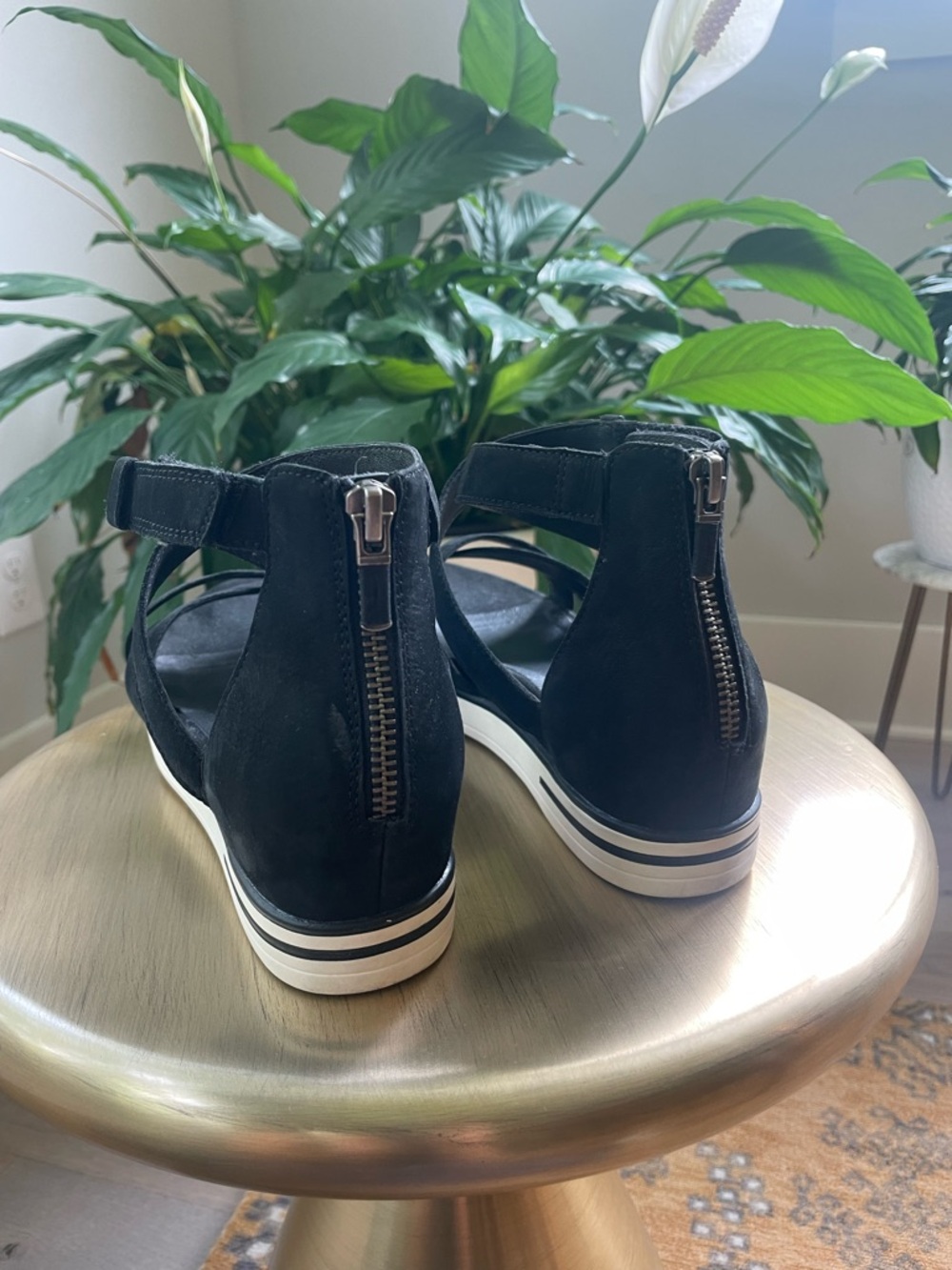 Eileen Fisher Sport Platform Gladiator Sandal Black Nubuck Sz 8.5 - Picture 5 of 9